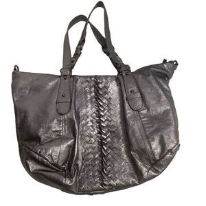 ELLIOTT‎ LUCCA Women’s Silver Metallic Braided Handbag Tote 15X3X9